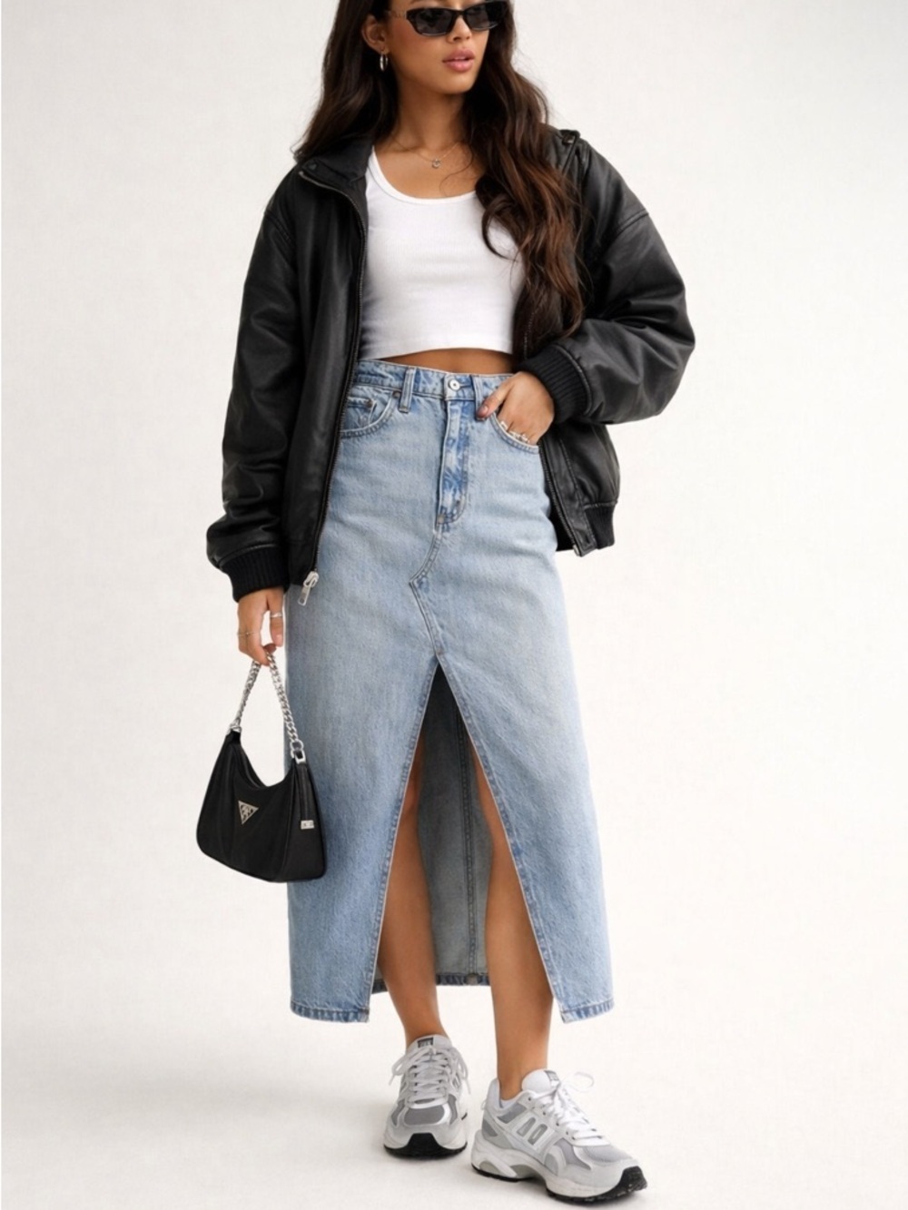 Abercrombie & Fitch Light Wash High Rise Denim Midi Skirt Size 27/4 38286